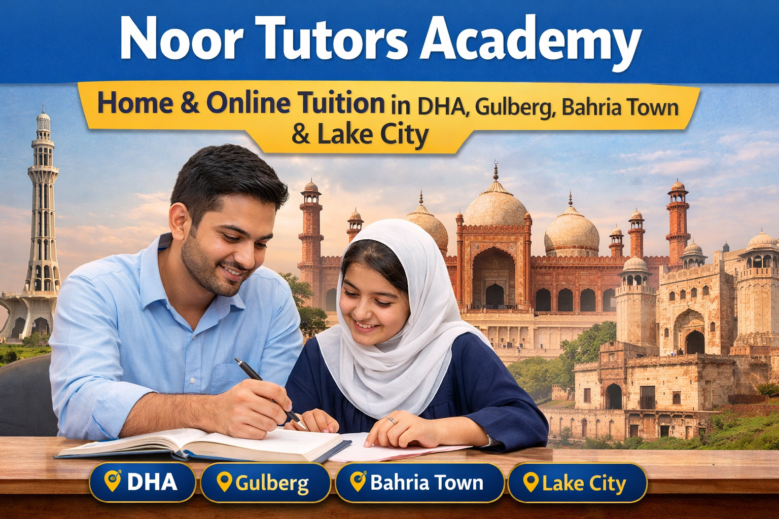 Noor Tutors Academy providing home and online tuition in DHA, Gulberg, Bahria Town and Lake City Lahore with expert tutors