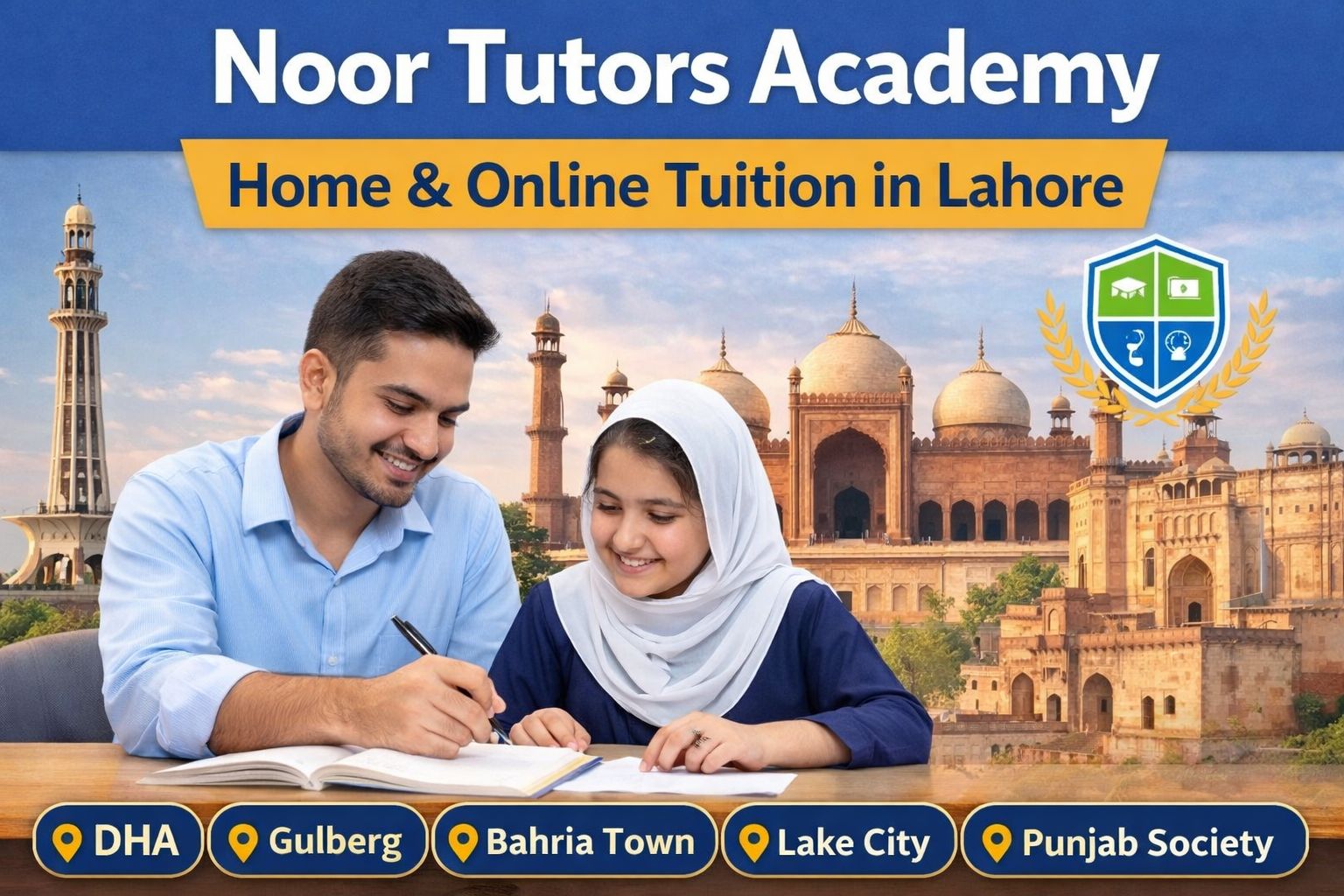 Noor Tutors Academy providing home and online tuition in Lahore including DHA, Gulberg, Bahria Town, Lake City and Punjab Society