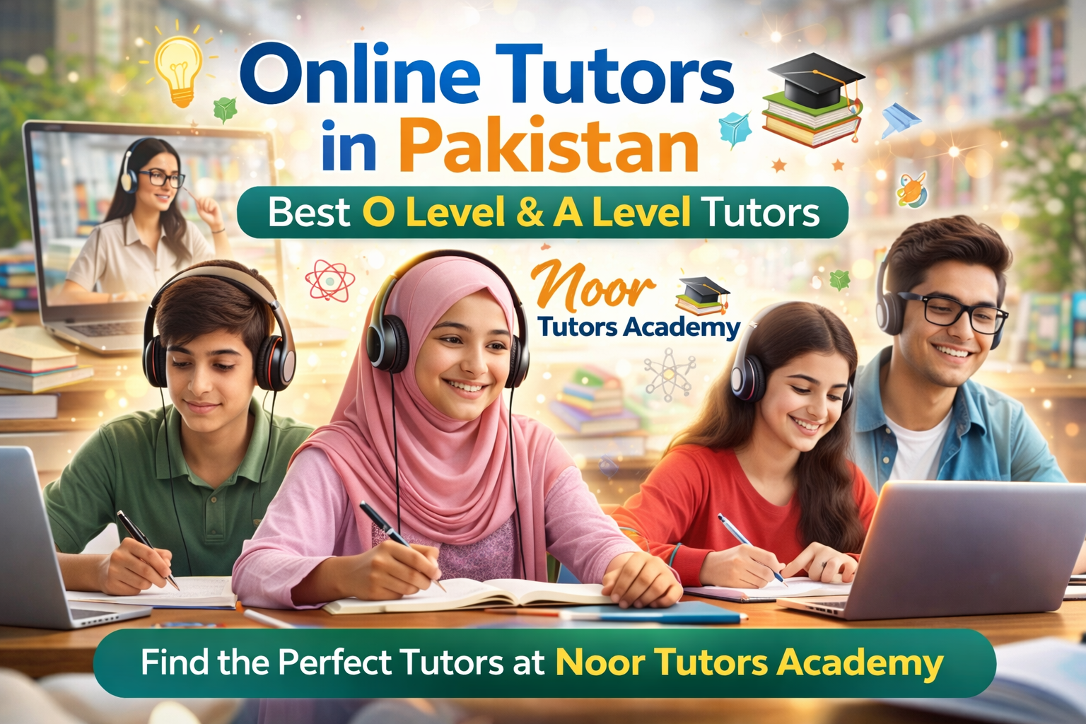 Students studying online with Noor Tutors Academy – best online tutors in Pakistan for Cambridge, O Level and A Level with expert virtual classes