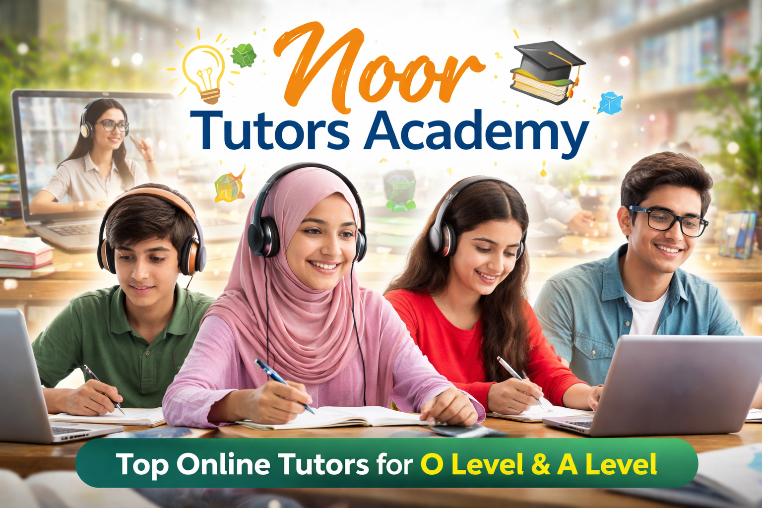 Online students learning with Noor Tutors Academy – best online tutors in Pakistan for Cambridge, O Level and A Level students with virtual classes and expert teachers